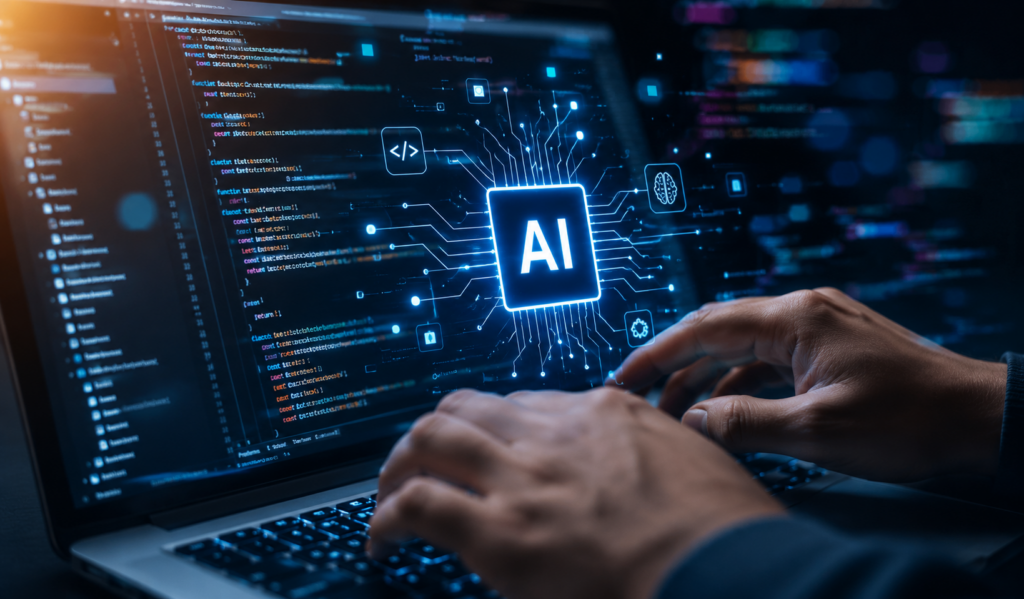 Image of developer coding with AI assistance