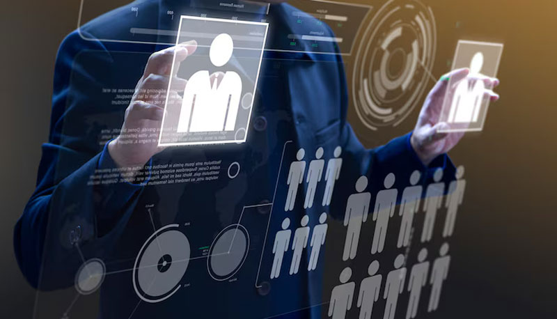 Person looking at candidates on digital screen